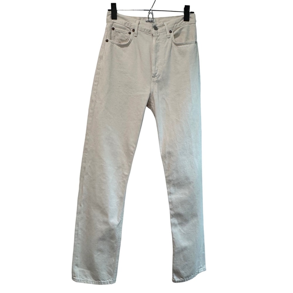 AGOLDE 90s Pinch High Rise Straight Leg Jeans Off White Organic Cotton 25